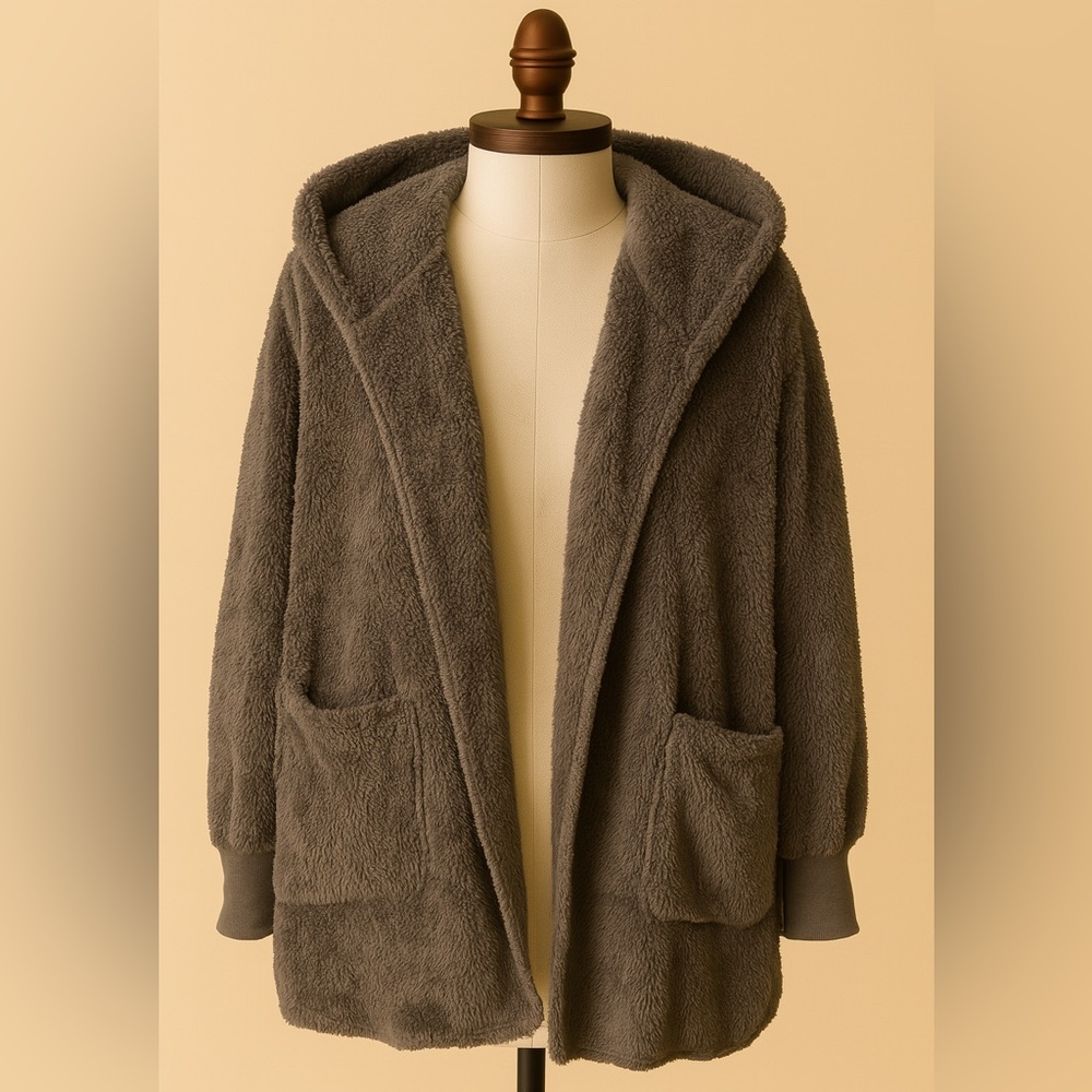 Cozy Brown Hooded Women's Cardigan